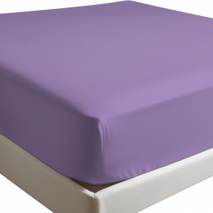 Sábana Ajustable 100% Algodón Color Lila 200x200 Cm Para Cama King Size Alemana - Product Image 3
