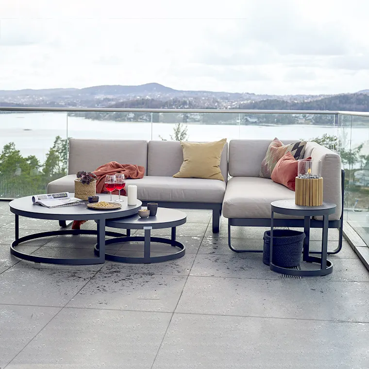 Ensemble de canapés d'angle d'extérieur en alliage d'aluminium, moderne et robuste, peinture anti-corrosion, meubles de patio pour villa