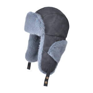 Chapeau de trappeur surdimensionné doublé de fausse fourrure avec logo personnalisé, casquette unisexe en daim à rabats pour les oreilles, casquette d'hiver coupe-vent pour l'extérieur - Product Image 5