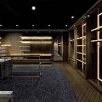 Boutique de vêtements pour hommes haut de gamme personnalisée Magasin de vêtements design Décoration intérieure Armoire de présentation de vêtements en bois Porte-vêtements