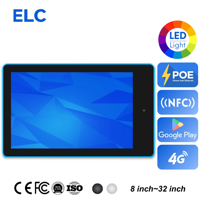 Industrial 10.1" RK3568 PoE Touch Panel with Custom RGB LED Indicator & SDK Android 11 Wall Mount Display for HMI Automation