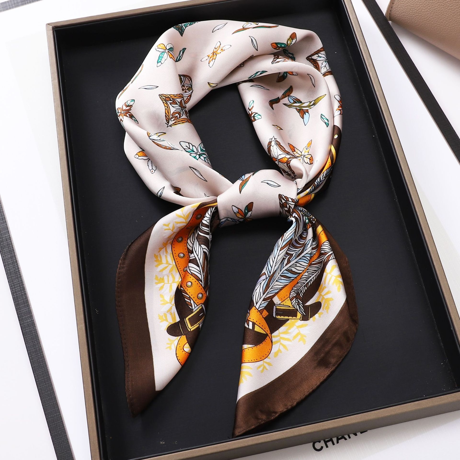 Luxe Satin Soie 70cm Carré Écharpe Foulard Pour Femmes Imprimé Rayé Plaid Fleur Motif Foulards