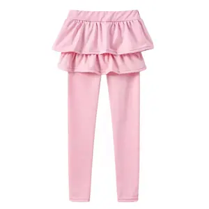 Falda de tutú con volantes para niñas, pantalones de correr con falda, color caramelo, primavera y otoño