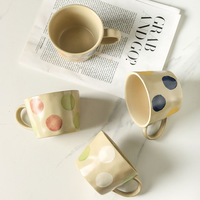 Tasse à café en céramique peinte à la main à pois, 360 ml, en grès mat irrégulier, pour thé, lait, bureau, maison