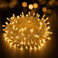 Guirlande lumineuse étanche IP44 de 10 m (33 pi) avec 100 LED, DC 31V, Ra85, 8 modes, solaire ou à brancher, blanc chaud, multicolore, pour décoration extérieure de Noël, OEM