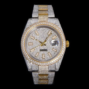 Reloj árabe mecánico de buzo de gran calidad 41mm TW fábrica 904l acero 2824 movimiento dos tonos oro cielo estrellado hielo diamante reloj - Product Image 1
