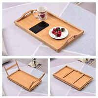 Plateau de lit pliable et portable en bambou laqué, table multifonctionnelle, plateau de petit-déjeuner, plateau de rangement alimentaire pour le camping, style classique