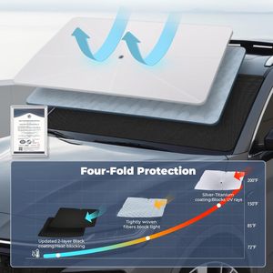 Pare-soleil de pare-brise pliable 240T argenté double épaisseur, protection UV 99%, sur mesure pour <span class=keywords><strong>BMW</strong></span> X1 (modèle OLIVER) 2016-2022 - Product Image 6