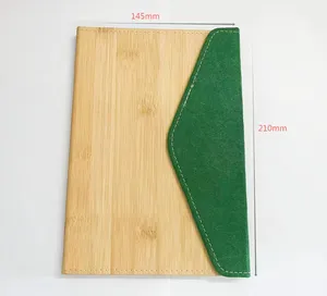 Desain baru penjualan terlaris Bisnis A5 80 lembar bambu penutup Notebook Hardcover perencana buku harian gaya Notebook dengan Magnet penutupan