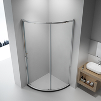 Cabine de douche en verre trempé coulissant à coins arrondis en aluminium pour salle de bain