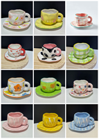 Tasse en céramique de style chaud ins, tasses à café au lait personnalisées irrégulières de 10oz, tasses en céramique faites à la main
