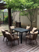 Combinaison table basse et chaise d'extérieur, en rotin, imperméable, pour terrasse, jardin, balcon