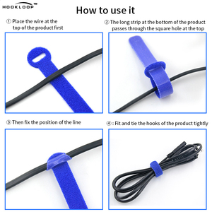 Pabrik Grosir 12*125mm 12*150mm 12*175mm 12*200mm Pengikat Kabel <span class=keywords><strong>Hook</strong></span> <span class=keywords><strong>and</strong></span> <span class=keywords><strong>Loop</strong></span> yang Dapat Digunakan Kembali untuk Pengaturan Kabel - Product Image 5