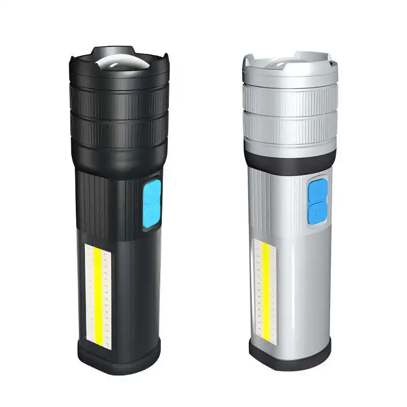 Poderosa lanterna LED para caça ao ar livre com zoom vermelho branco e azul, lanterna tática USB à prova d'água