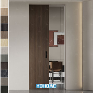 Porte coulissante encastrée européenne moderne, porte intérieure dissimulée de luxe en MDF, porte coulissante encastrée en bois cachée - Product Image 2