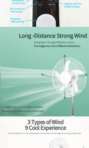 Ventilateur solaire électrique rechargeable de haute qualité, grand modèle 16 pouces, 12V, prix d'usine - Product Image 3