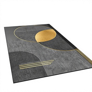 Tapis en flanelle Shufu Modern Home, antidérapant, avec envers en caoutchouc, anti-allergique, imprimé abstrait, en polyester, fabriqué à la machine, lavable, moyen - Product Image 1