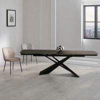 Table à manger moderne personnalisée, luxe léger, pieds en métal, verre trempé, pliable, extensible, 4 places, pour hôtel, appartement, salle à manger