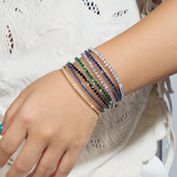 Bracciale Tennis Multicolore con Zirconia Cubica, Placcato Oro 14K, Gioielli da Donna per Matrimoni, Spose, Balli di Fine Anno, Regali, Bracciale con Diamanti CZ Taglio Rotondo