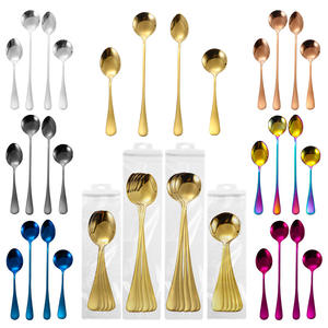 Juego de Cucharas de Barra de Acero Inoxidable con Mango Largo, Bañadas en Oro y Titanio, Coloridas, para Servir Té, Café y Helado - Product Image 5