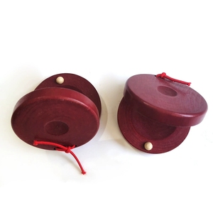 Castagnettes à doigts en bois massif rouge de 6,7 cm, forme ronde, instrument de percussion rythmique Orff pour enfants - Product Image 2