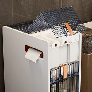 Bathroom Storage Cabinet Narrow Gap Freestanding Rectangular 8-11.9in Depth Durable Multi Layer Shelf For Toilet Sink Area - Product Image 2