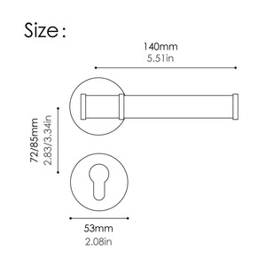 Set di Maniglie per <span class=keywords><strong>Porta</strong></span> con Serratura in Ottone Massiccio Nero Opaco, Design Moderno e Lussuoso, Ambidestro, Hardware di Sicurezza per Interni di Appartamenti - Product Image 5