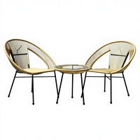 Ensemble de meubles de jardin en rotin PE moderne et simple, pliable, avec cadre en fer, table et chaises, type œuf