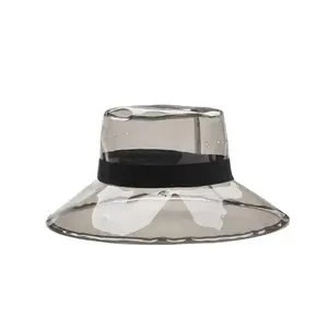 阿里巴巴顶级热卖低最小起订量批发现货男女通用夏季时尚运动帽彩色pvc塑料透明水桶帽