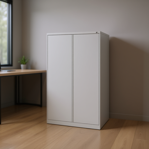 Armadio Archivio in Acciaio Verniciato a Polvere Grigio Chiaro Extra Largo per Ufficio con Serratura a Chiave, Design Minimalista, Arredamento Commerciale - Product Image 2