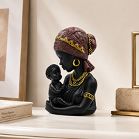 Statue africaine noire mère et enfant, décoration pour la fête des mères, décoration de salon, figurine tribale exotique en résine
