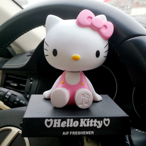 Lindo personalizado Hello Kitty dibujos animados Bobble Head muñecas dulce coche adornos accesorios interiores único coche decoración modelo figuras - Product Image 5