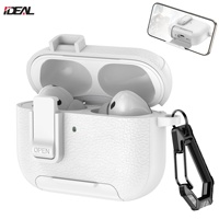 Étui pour écouteurs avec fermoir à texture cuir et support pour AirPods 4 3 2 1 Pro 3 2 1 TPU+PC Anti-chute Anti-impact Multi couleurs