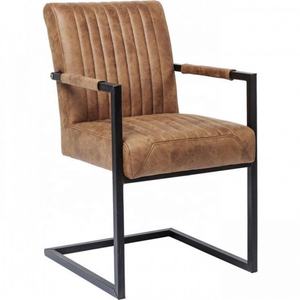 Chaise de salle à manger industrielle <span class=keywords><strong>cognac</strong></span> Sillas rétro vintage de style français pour <span class=keywords><strong>restaurant</strong></span> en cuir avec cadre en métal - Product Image 1