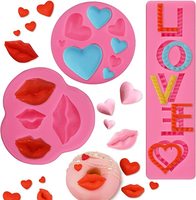 Moules à gâteau en silicone pour fondant, décoration de gâteaux, lèvres, cœur, ours, lettres d'amour, rose pour mariage, Saint-Valentin