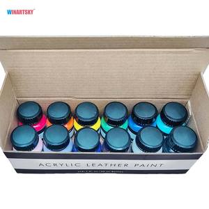 Groothandel 12 Kleuren Diy Niet-Giftige Water Oplosbare Acryl Lederen Verf Set Met 1 Deglazer - Product Image 2