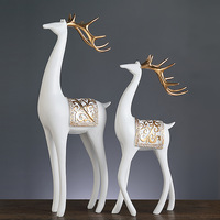 Ornement créatif en résine de cerf, style luxe léger, peint à la main, motif porte-bonheur, objet de collection pour la décoration intérieure, salon, meuble TV