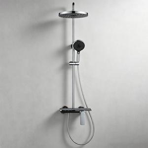 Sistema Doccia <span class=keywords><strong>a</strong></span> Pioggia Moderno di Lusso in Ottone Lucido con Valvola in Ceramica Morbida e Miscelatore Caldo/Freddo <span class=keywords><strong>a</strong></span> Parete per Bagno - Product Image 2