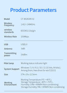 Comfast 150Mbps Card mạng Mini 2.4 Gam Wifi USB adapter không dây Wifi Stick cho <span class=keywords><strong>Windows</strong></span> - Product Image 6