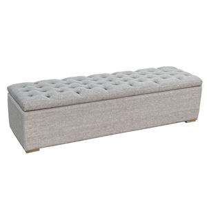 HL278-P naturel tapisserie d'ameublement lin tissu en bois rectangulaire pouf chambre changement de chaussures <span class=keywords><strong>banc</strong></span> de rangement avec siège lit bout tabouret - Product Image 2