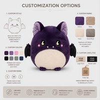 Peluche chauve-souris violette d'Halloween, poupée vampire ronde personnalisée avec yeux de lune, animal en peluche doux pour décoration de fêtes, faible MOQ, OEM, ODM