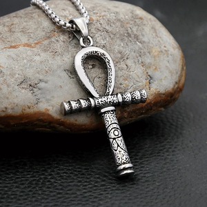 yunnique Ancient Egyptian Ankh Pendant Stainless Steel Men's Necklace <b>Cross</b> Shape Jewelry Gift - Product Image 1