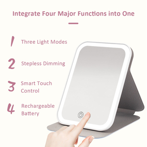 Wholesale Travel Makeup <strong>Mirror</strong> with LED Light Portable Foldable Cosmetic <strong>Mirror</strong> <strong>Compact</strong> Make up <strong>Mirror</strong> Brightness Adjustable - Product Image 3
