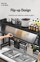 Étagère à vaisselle avec couvercle anti-poussière, porte simple, cadre en fer, panneau de porte en PC, armoire de rangement de cuisine haute