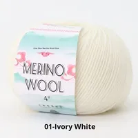 Fil à tricoter en laine mérinos mélangée 4 brins, 50g, doux, anti-boulochage, pour tricot à la main, crochet, pull, écharpe, DIY, 18S