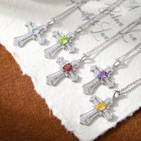 Collier pendentif croix en argent S925 incrusté de pierres précieuses naturelles pour femmes, fabrication OEM ODM sur mesure, vente en gros, ensemble de bijoux fins, cadeau, nouveauté