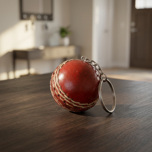 Latest Custom Logo <b>Mini</b> Cricket Ball Keychain Genuine Leather <b>Keyring</b> with Promotions Cricket Fans Gift Use - Product Image 2