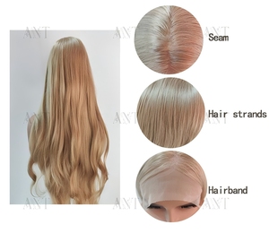 <span class=keywords><strong>Perruque</strong></span> synthétique 13x4 HD Lace Front en fibre haute température, couleur kaki, ondulée, soyeuse et douce, pour toutes les occasions - Product Image 4