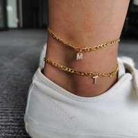 Bracelet de cheville pour femmes, en argent Sterling 925, bijoux plaqué or 18k, lettres de lettres, vente en gros, nouvelle collection