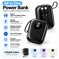 Batterie externe HYTO 22,5 W à charge rapide avec 3 câbles intégrés Type-C USB, chargeur portable avec écran LED pour iPhone 15 16 Android